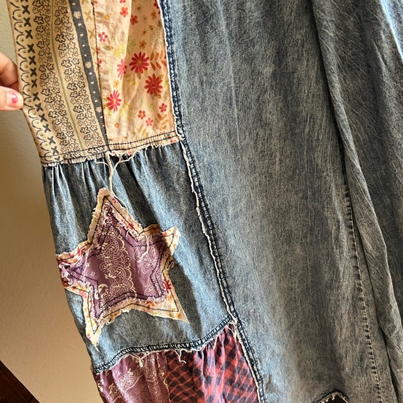 Blue Velvet extreme wide leg patchwork star jeans size small - Picture 7 of 13